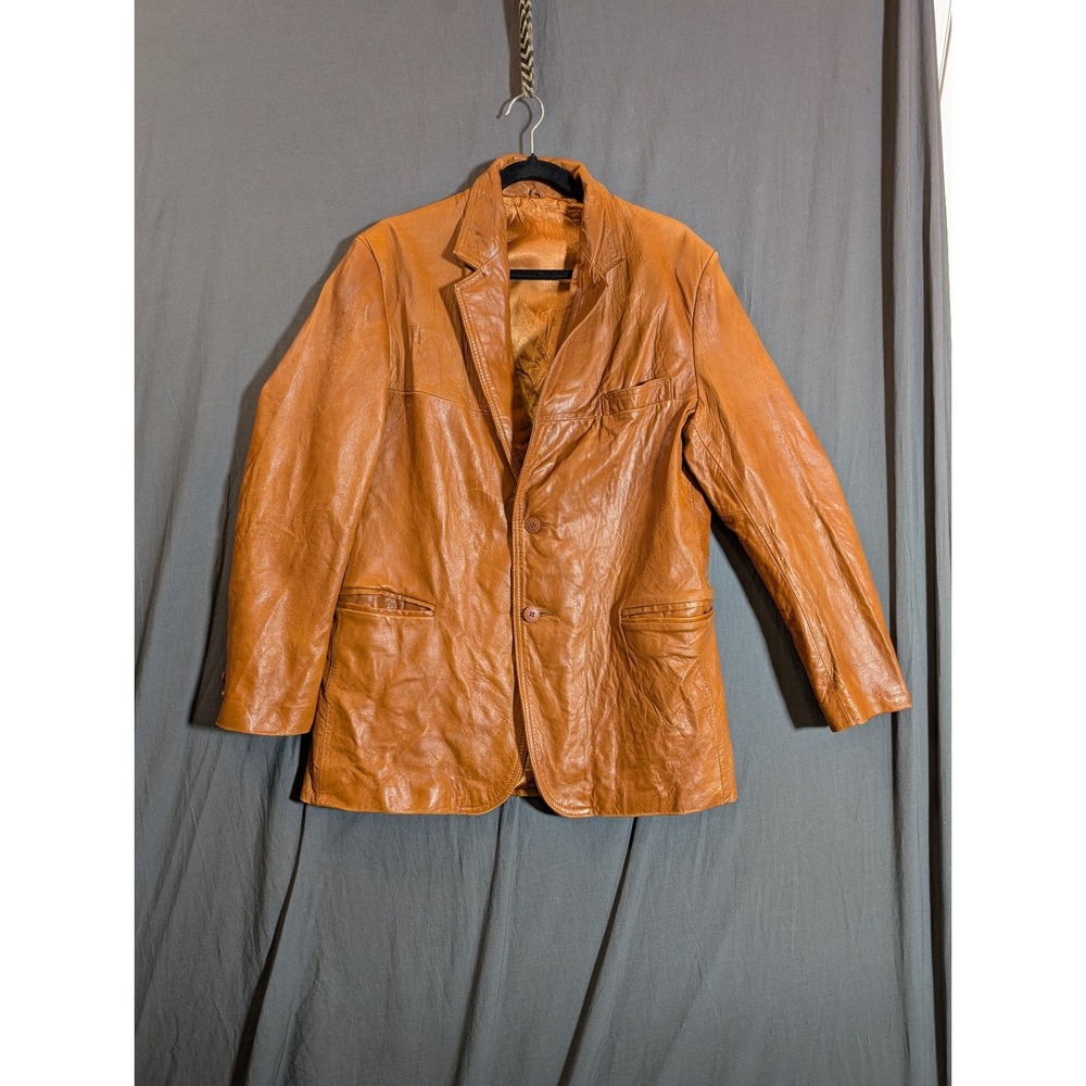 London Fog  Brown Leather Blazer Men's Size 42 Reg